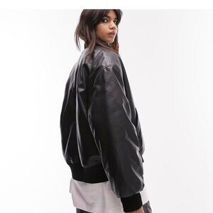 ASOS Black Faux Leather Bomber Jacket